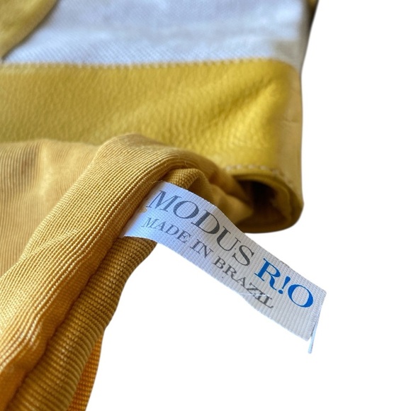MODUS RIO Yellow Leather & Refined Linen Shoulder Bag /Oversized Clutch Neutral - Picture 5 of 16